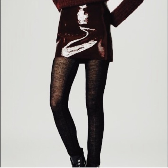 Maje Burgundy Wine Leather Skirt - Picture 2 of 5